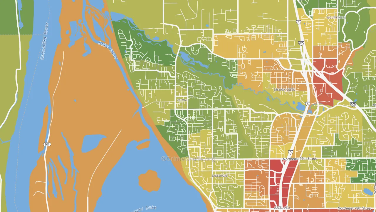 Felida-Starcrest, Vancouver, WA Map of Theft Rates