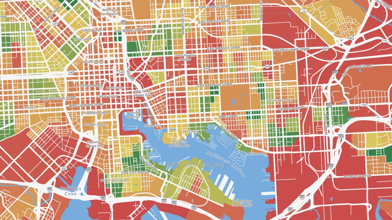 Fells Point, Baltimore, MD Map of Theft Rates