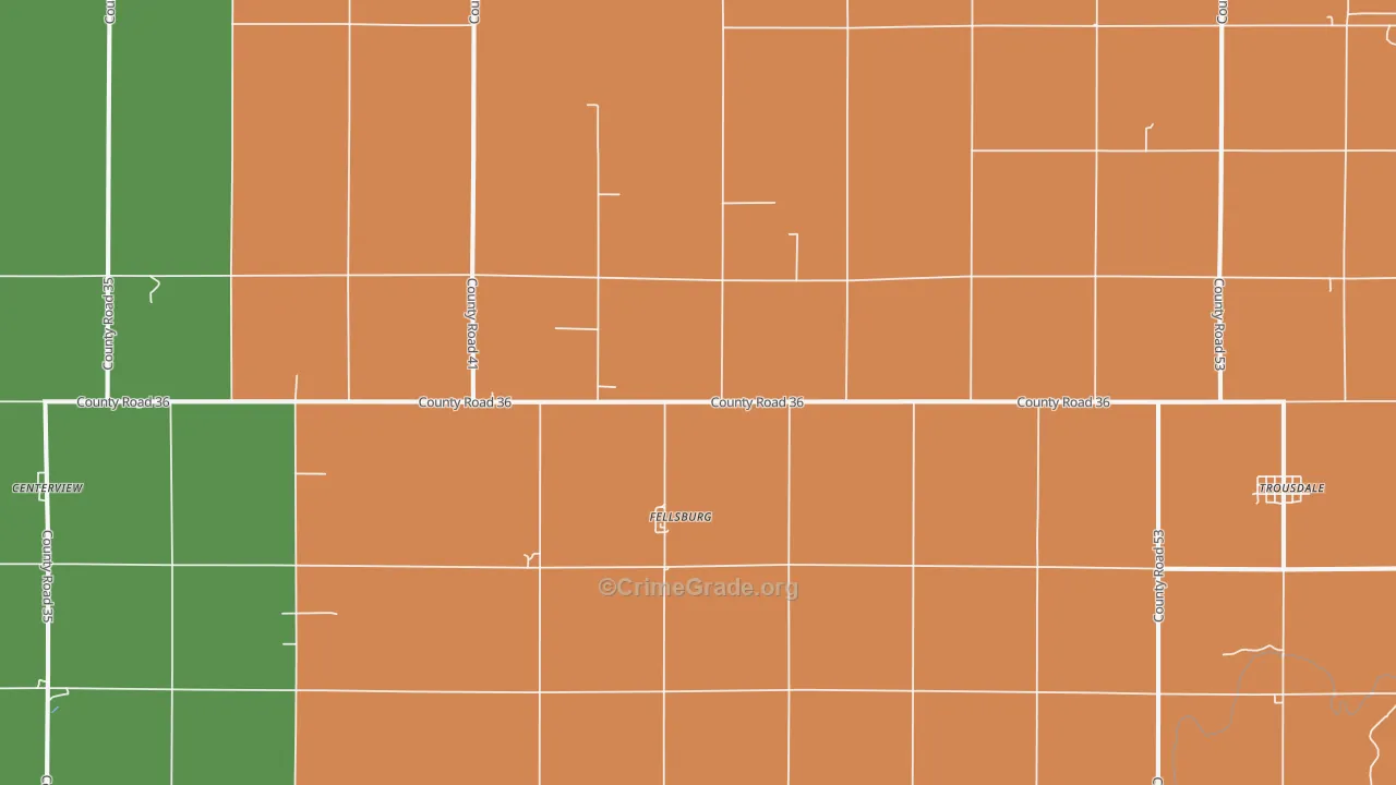 Fellsburg, KS Map of Theft Rates