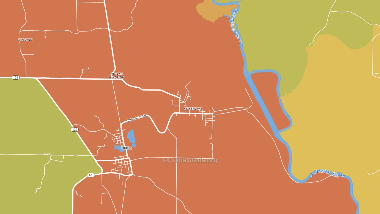 Felsenthal, AR Map of Theft Rates
