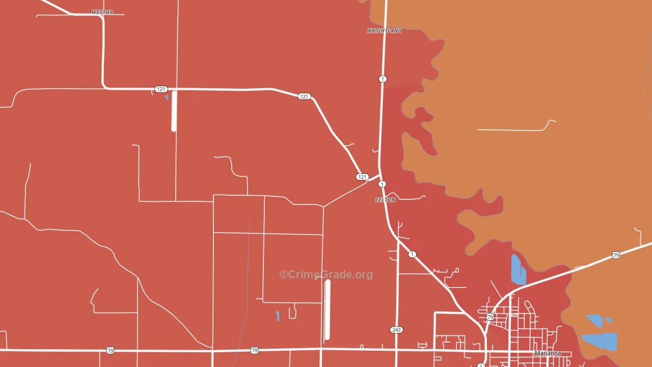 Felton, AR Map of Theft Rates