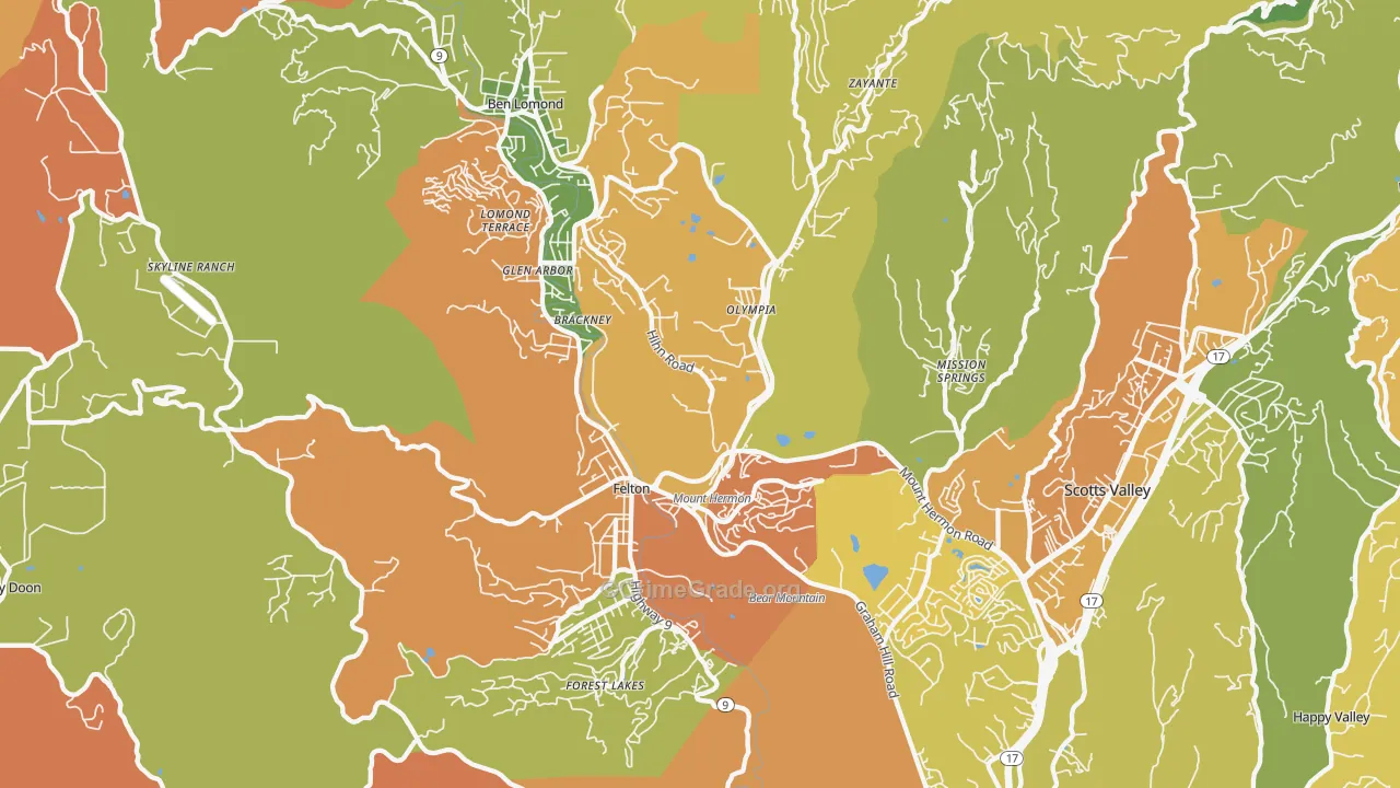 Felton, CA Map of Theft Rates