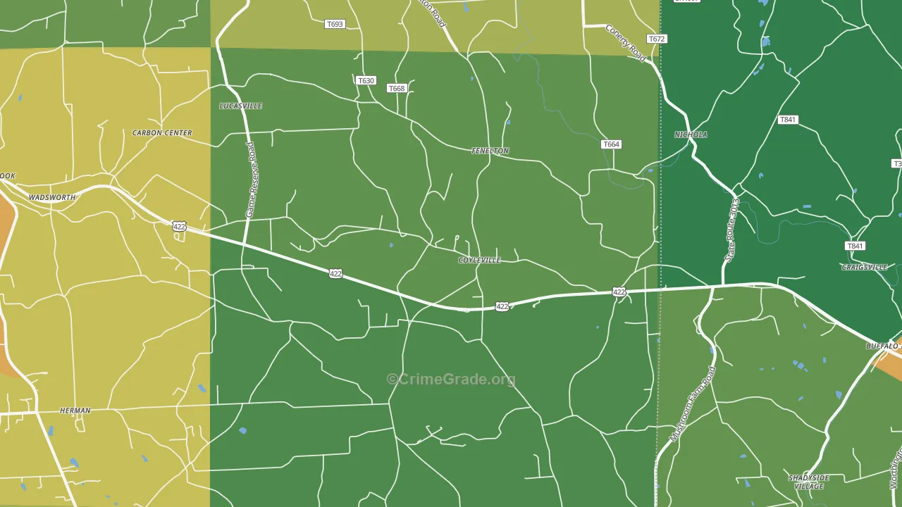 Fenelton, PA Map of Theft Rates