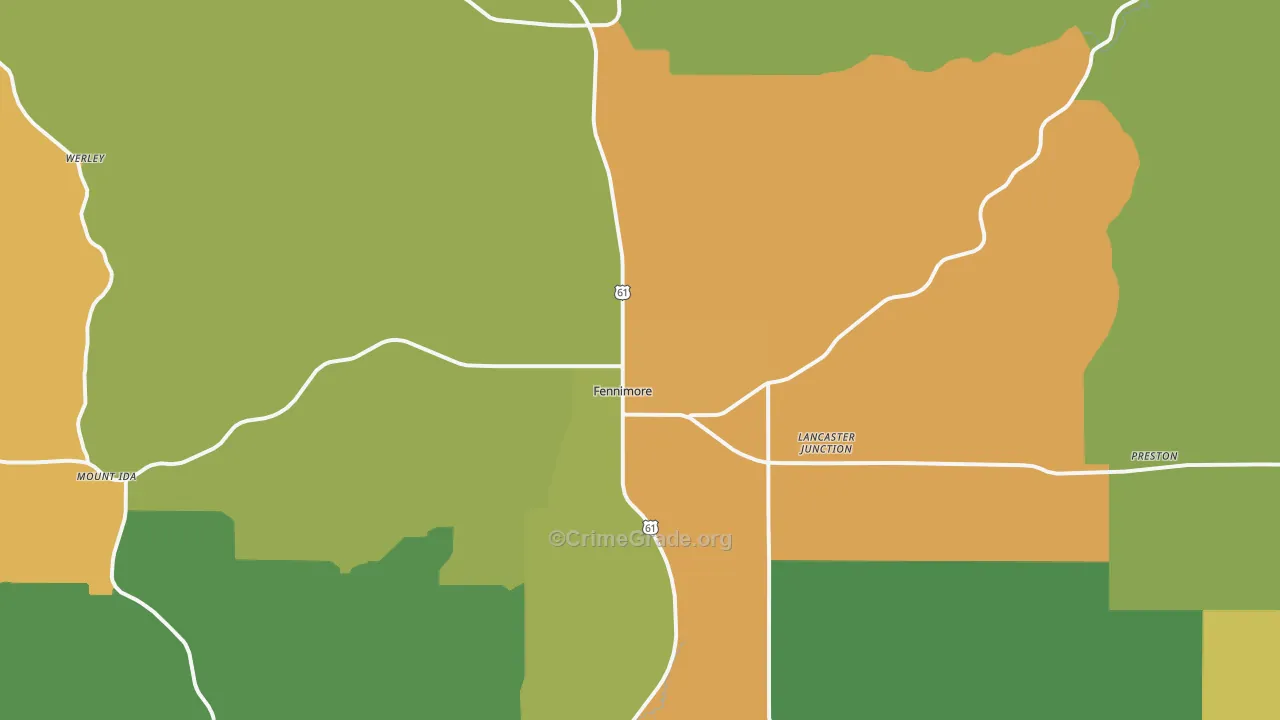 Fennimore, WI Map of Theft Rates