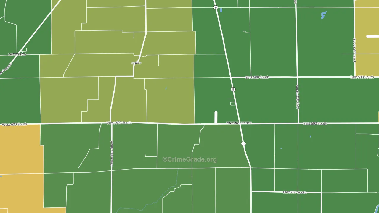 Fenns, IN Map of Theft Rates