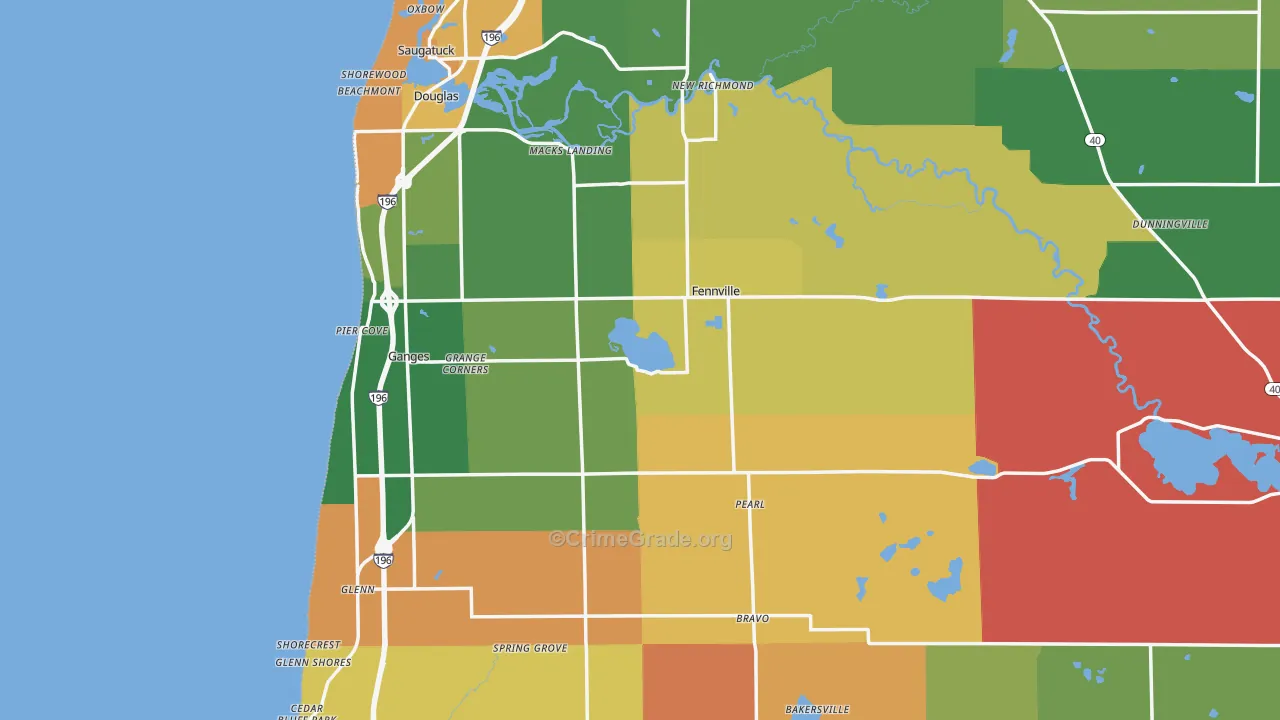Fennville, MI Map of Theft Rates