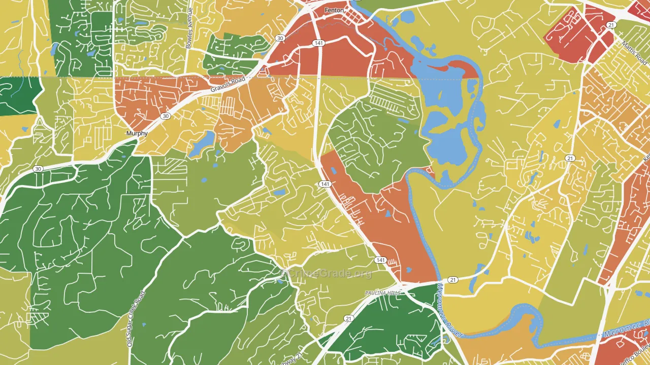 Fenton Area, Fenton, MO Map of Theft Rates