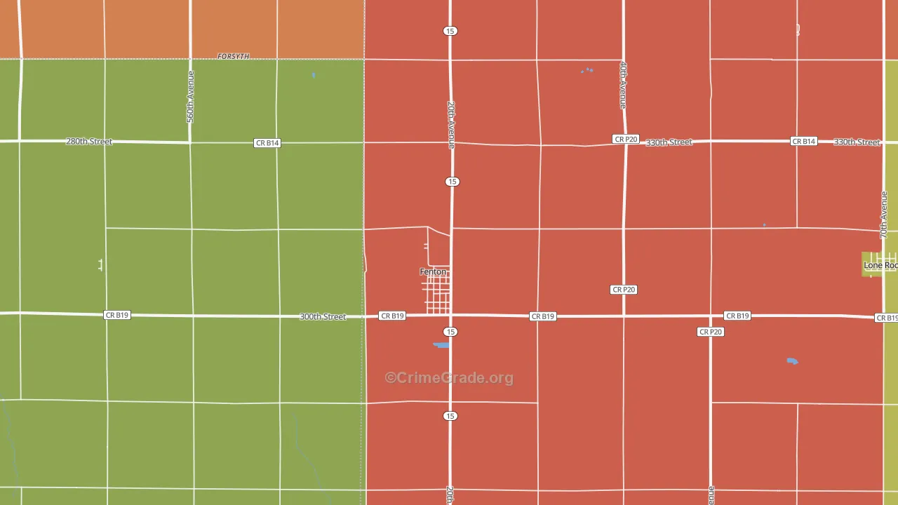 Fenton, IA Map of Theft Rates