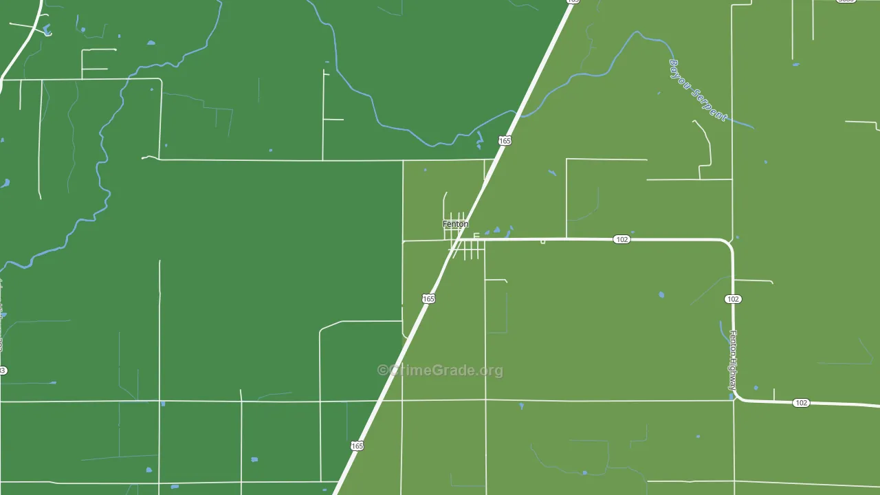 Fenton, LA Map of Theft Rates