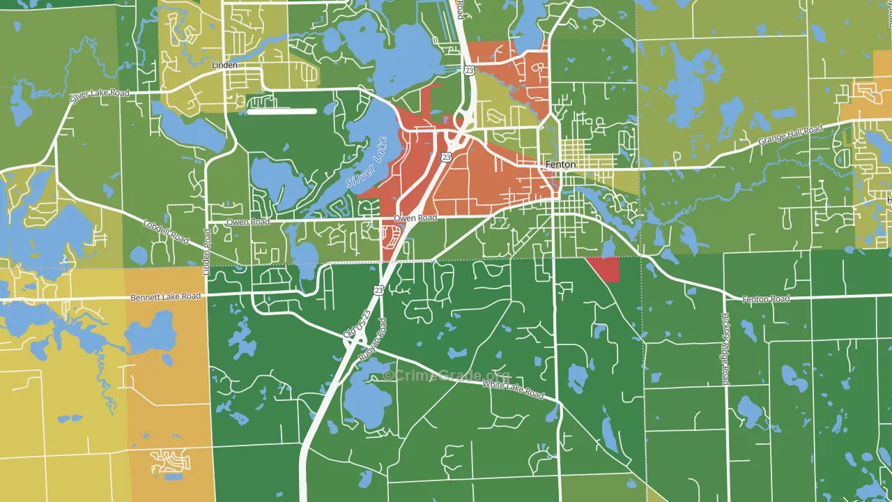Fenton, MI Map of Theft Rates