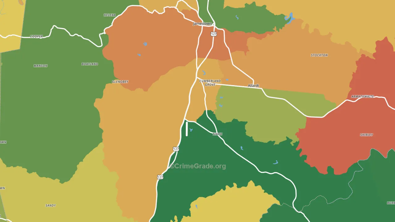 Fentress County, TN Map of Theft Rates
