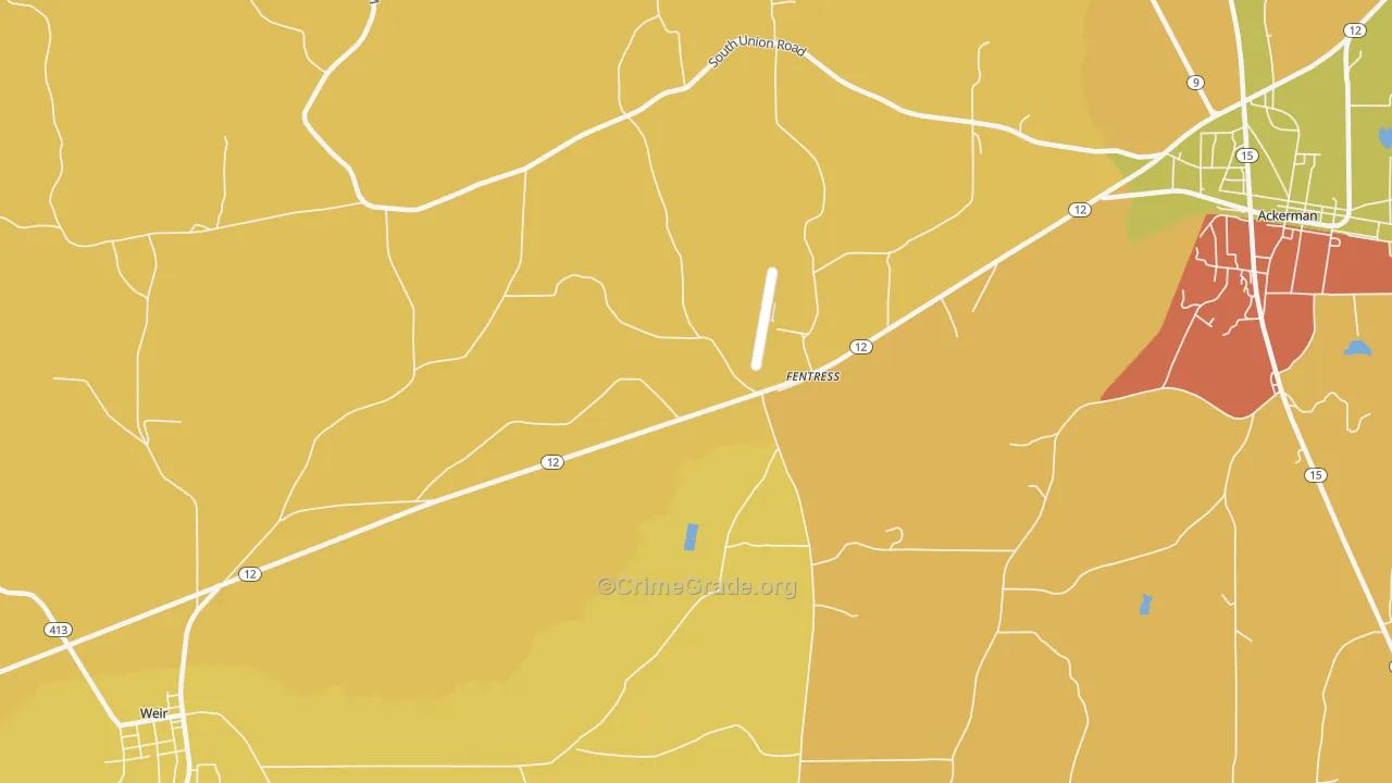 Fentress, MS Map of Theft Rates