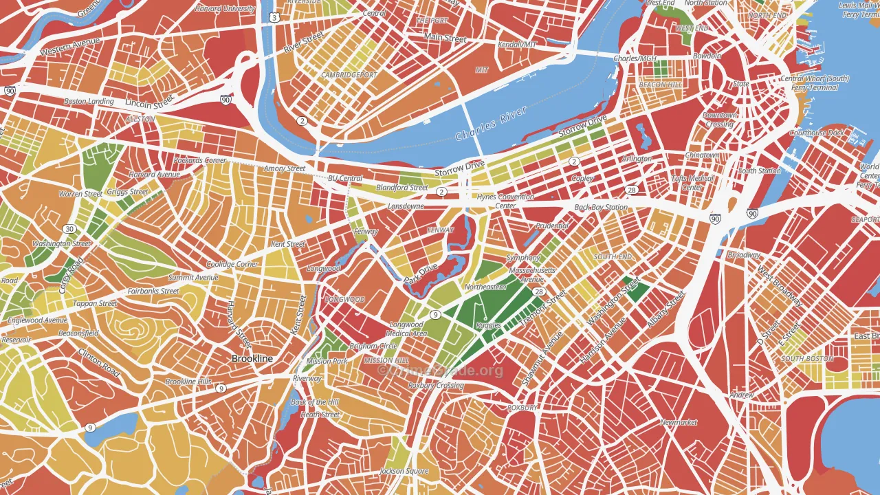 Fenway-Kenmore, Boston, MA Map of Theft Rates