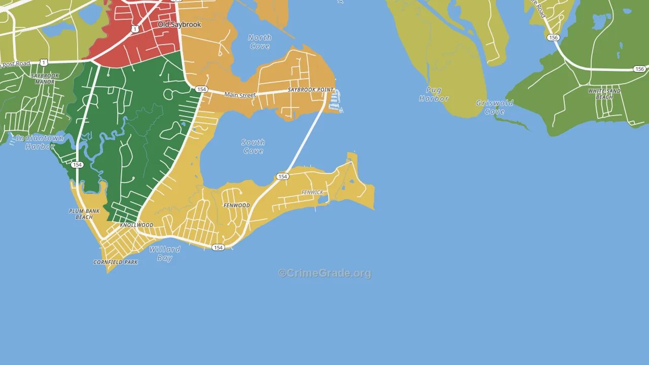 Fenwick, CT Map of Theft Rates