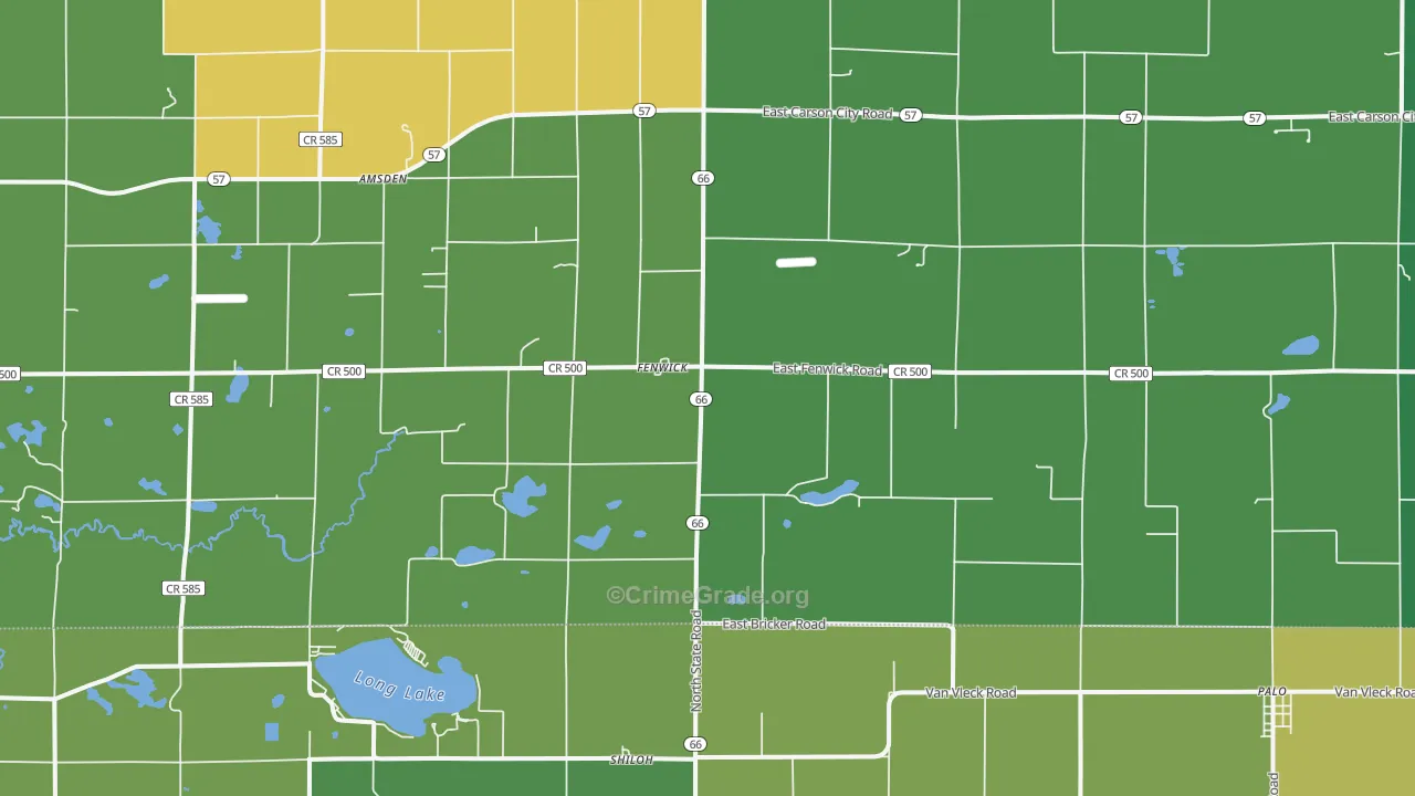 Fenwick, MI Map of Theft Rates