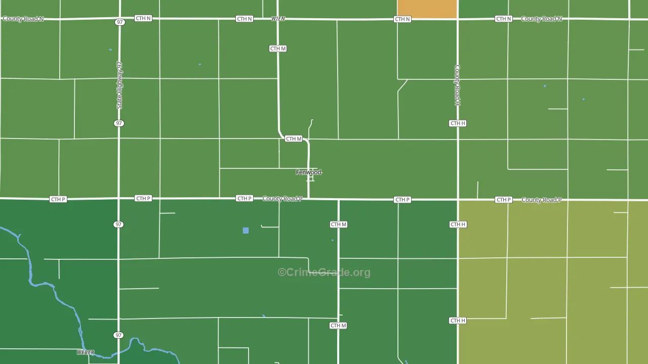 Fenwood, WI Map of Theft Rates