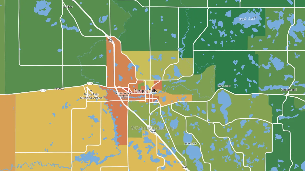 Fergus Falls, MN Map of Theft Rates