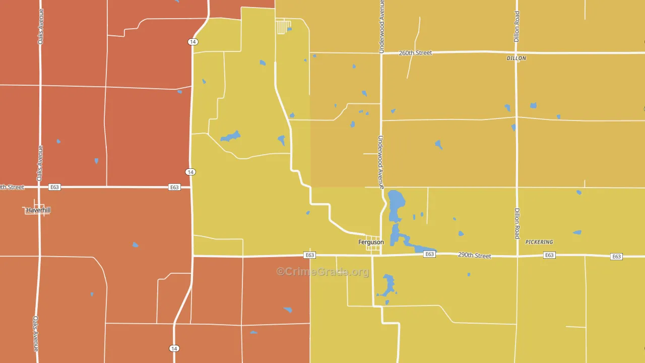 Ferguson, IA Map of Theft Rates