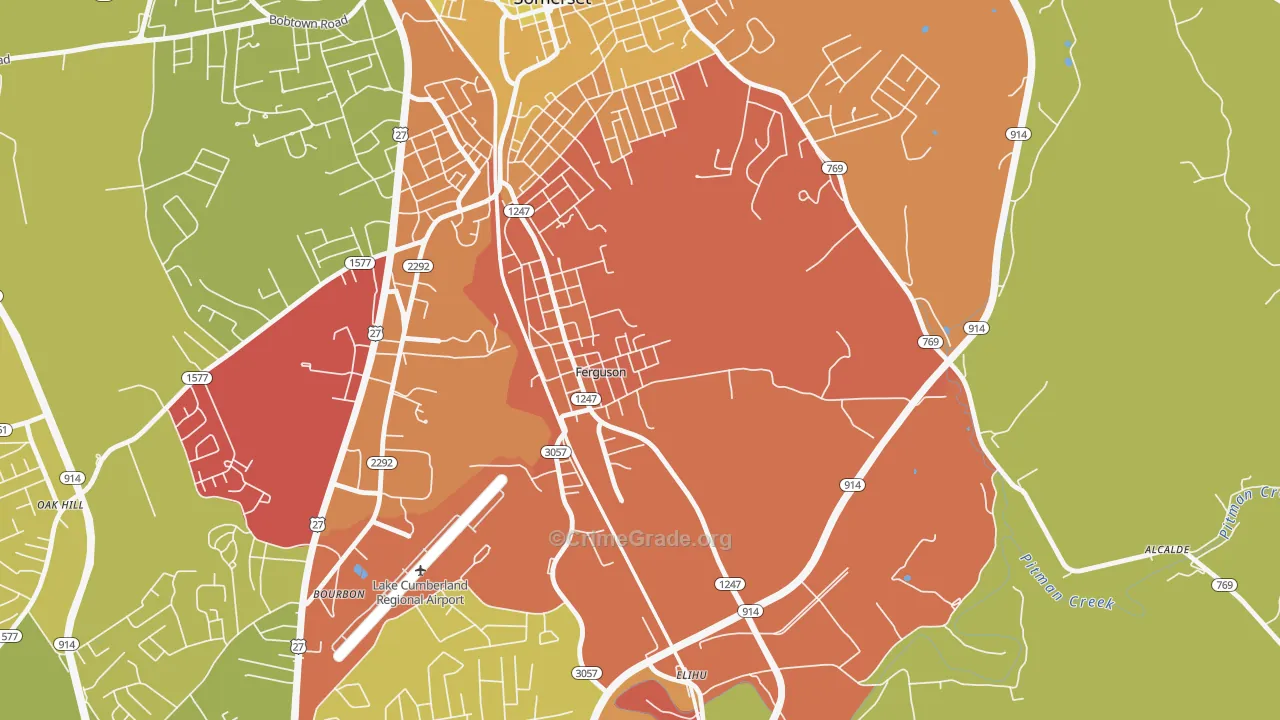 Ferguson, KY Map of Theft Rates