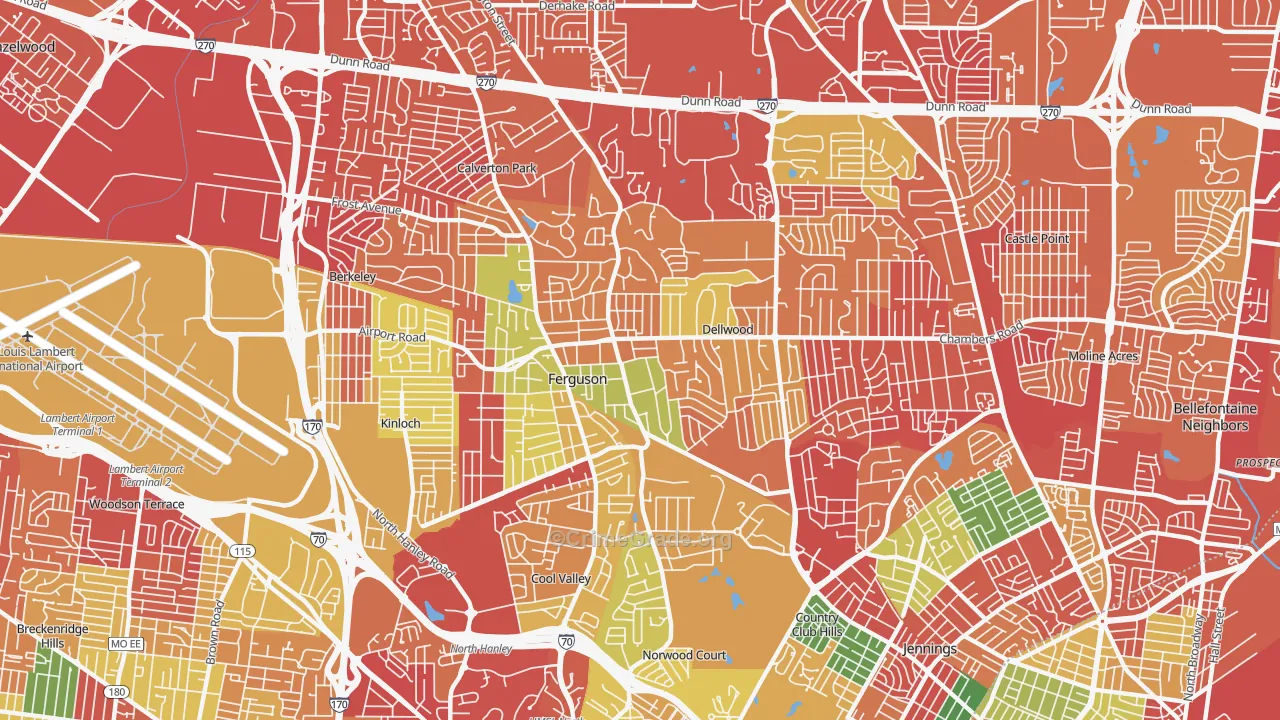Ferguson, MO Map of Theft Rates