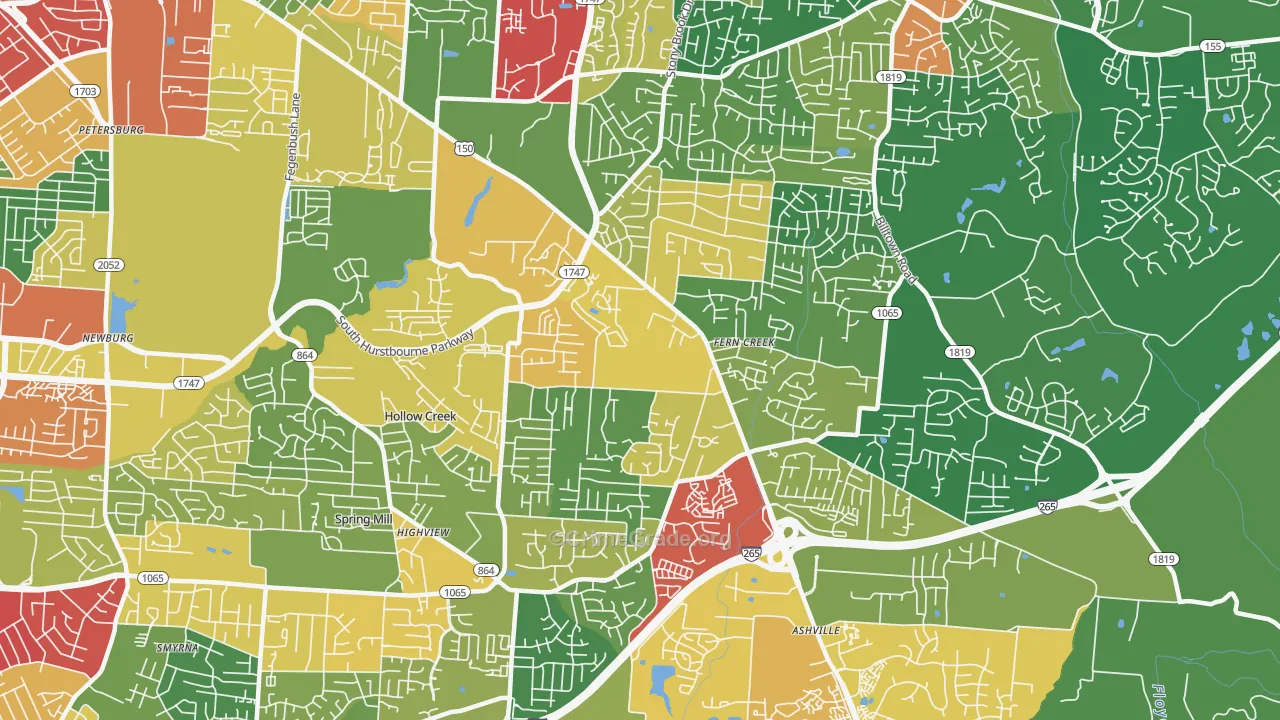 Fern Creek, Louisville, KY Map of Theft Rates