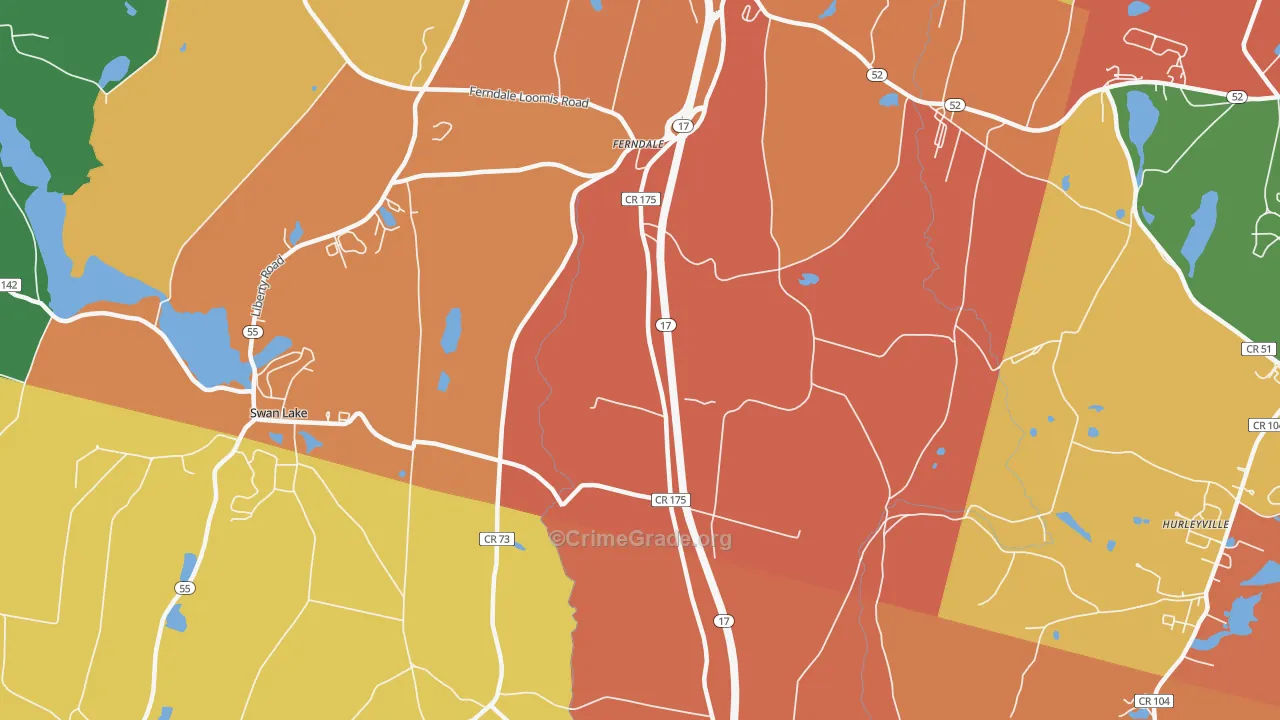 Ferndale, NY Map of Theft Rates
