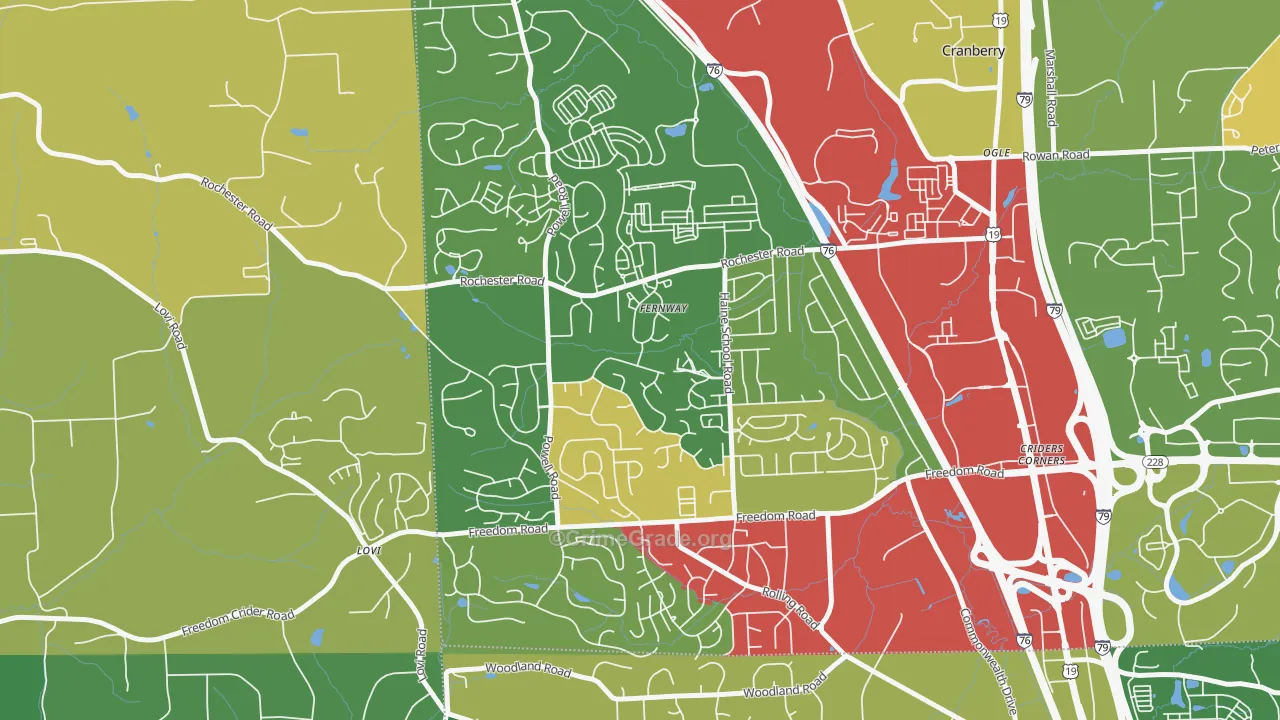 Fernway, PA Map of Theft Rates