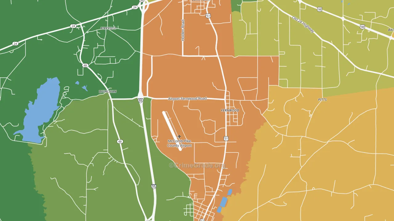 Fernwood, MS Map of Theft Rates