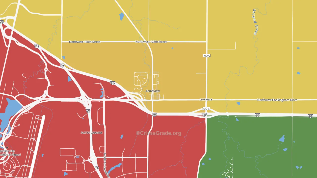 Ferrelview, MO Map of Theft Rates