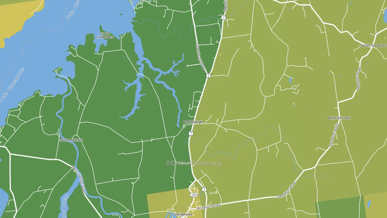 Ferrisburg, VT Map of Theft Rates