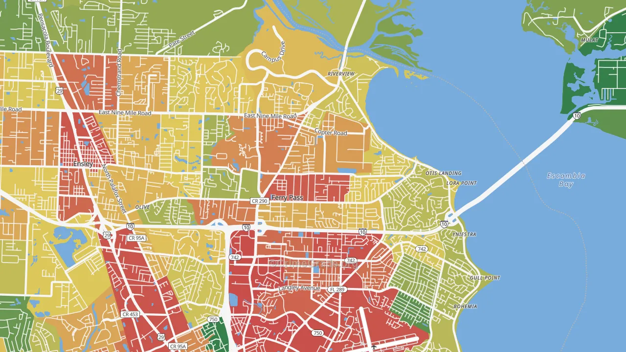 Ferry Pass, FL Map of Theft Rates