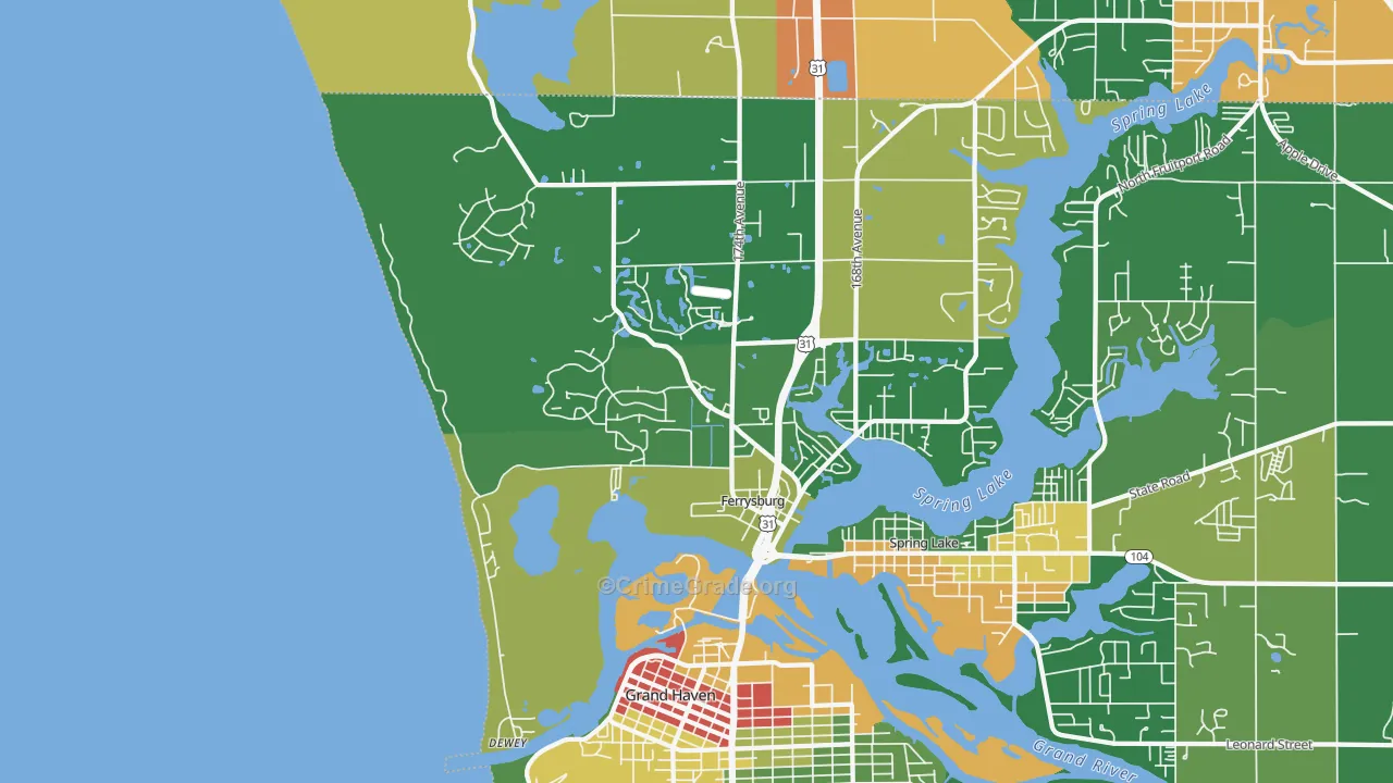 Ferrysburg, MI Map of Theft Rates