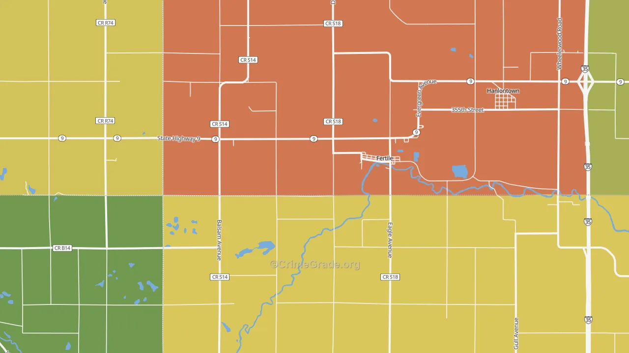 Fertile, IA Map of Theft Rates