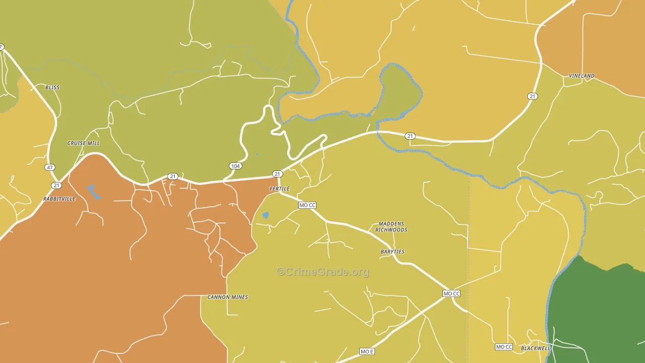 Fertile, MO Map of Theft Rates