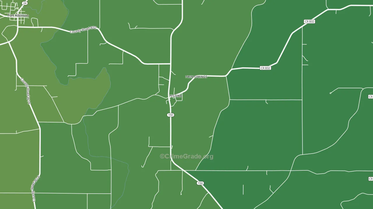 Festina, IA Map of Theft Rates