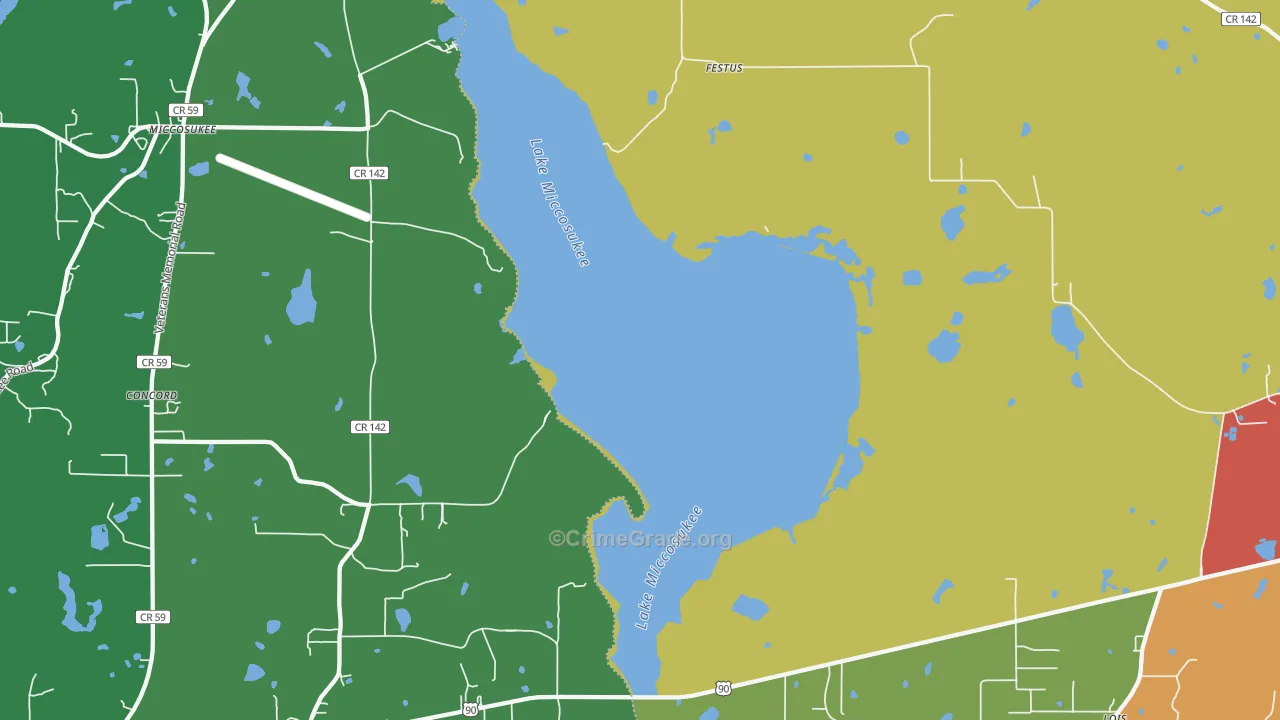 Festus, FL Map of Theft Rates