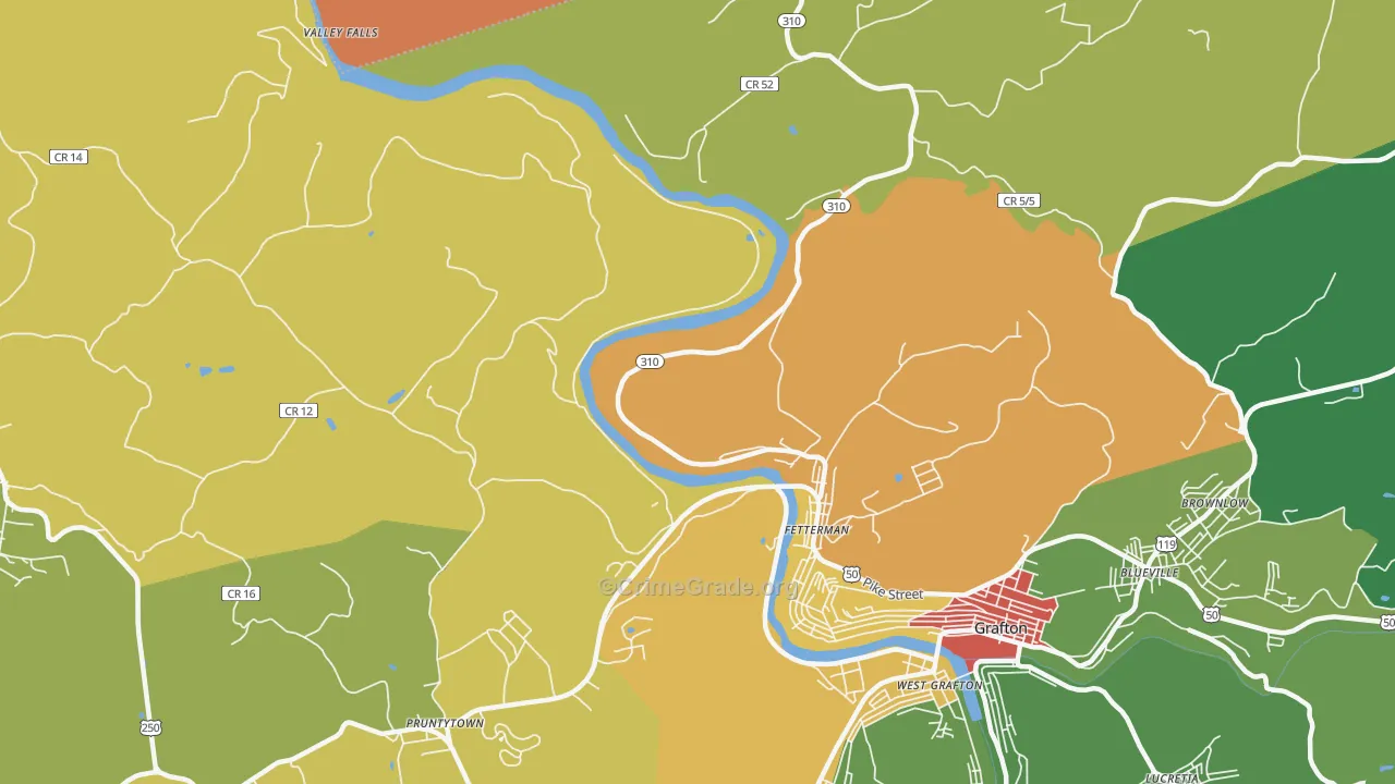 Fetterman, WV Map of Theft Rates