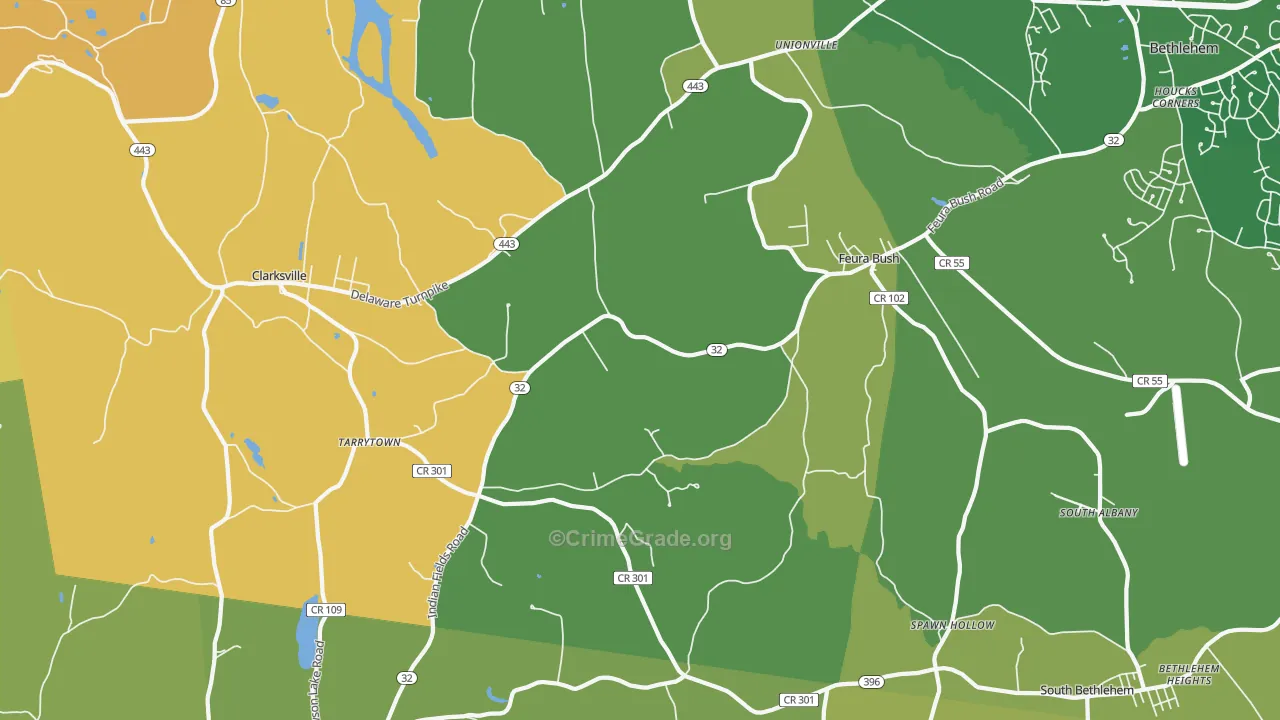 Feura Bush, NY Map of Theft Rates