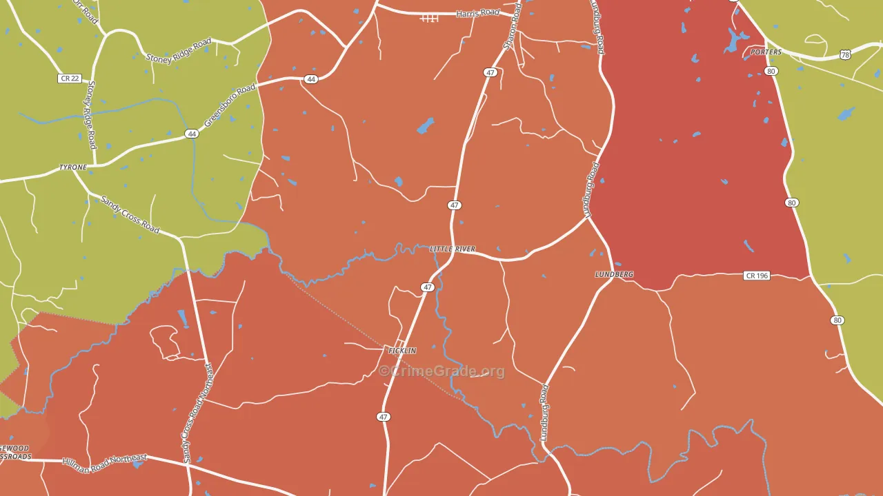 Ficklin, GA Map of Theft Rates
