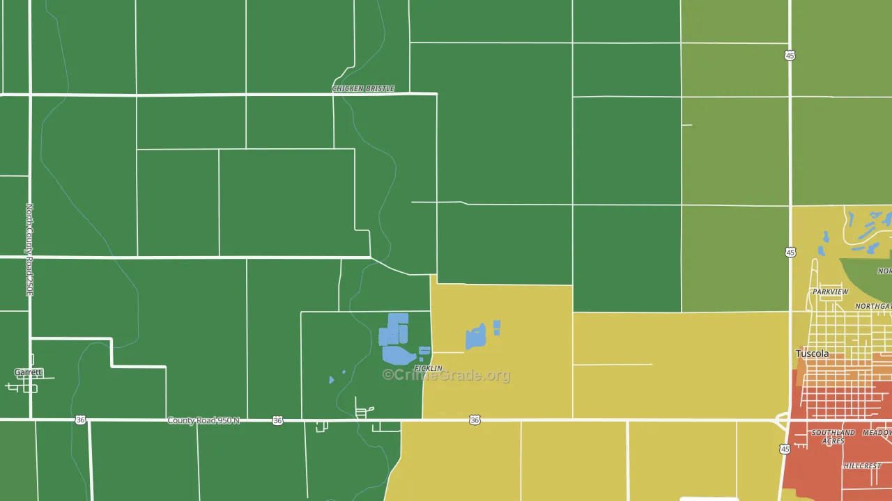 Ficklin, IL Map of Theft Rates
