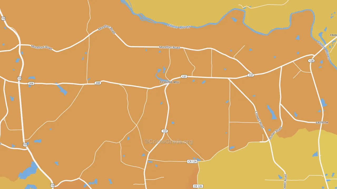 Fickling Mill, GA Map of Theft Rates