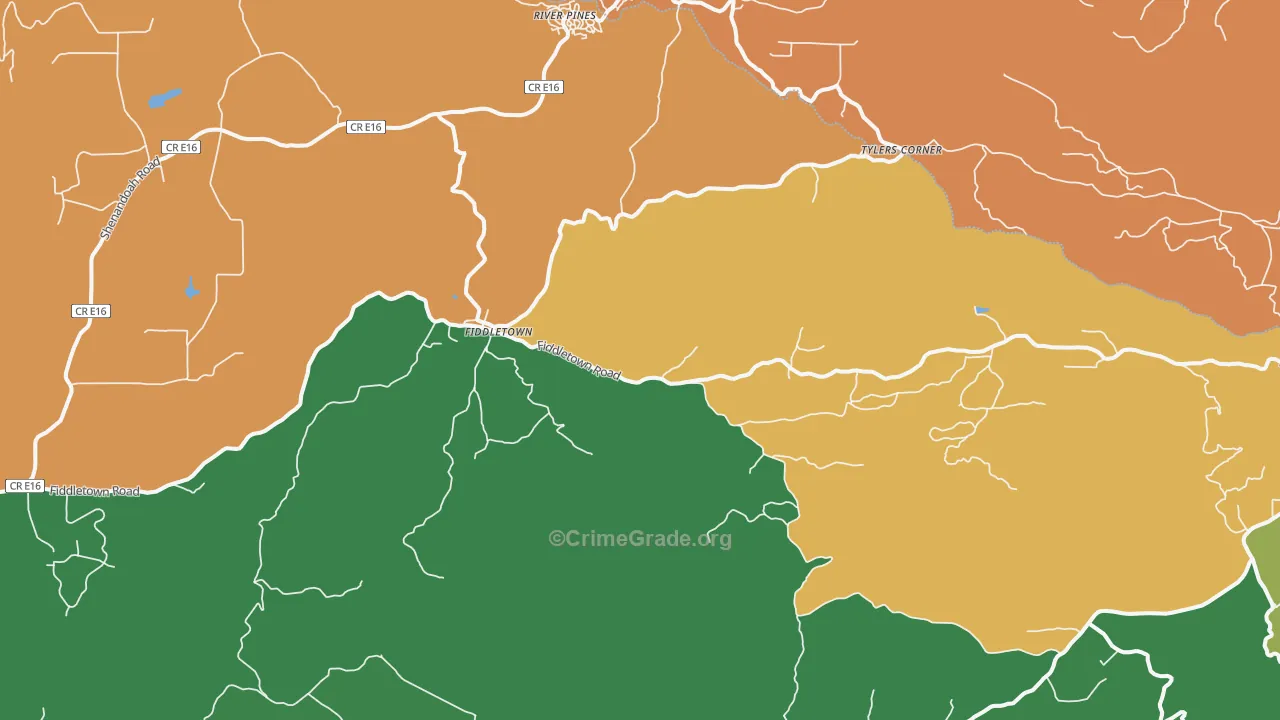 Fiddletown, CA Map of Theft Rates