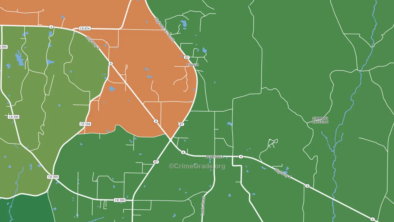 Fidelis, FL Map of Theft Rates