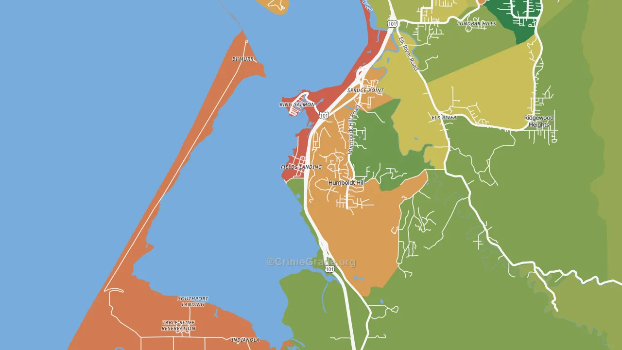 Fields Landing, CA Map of Theft Rates