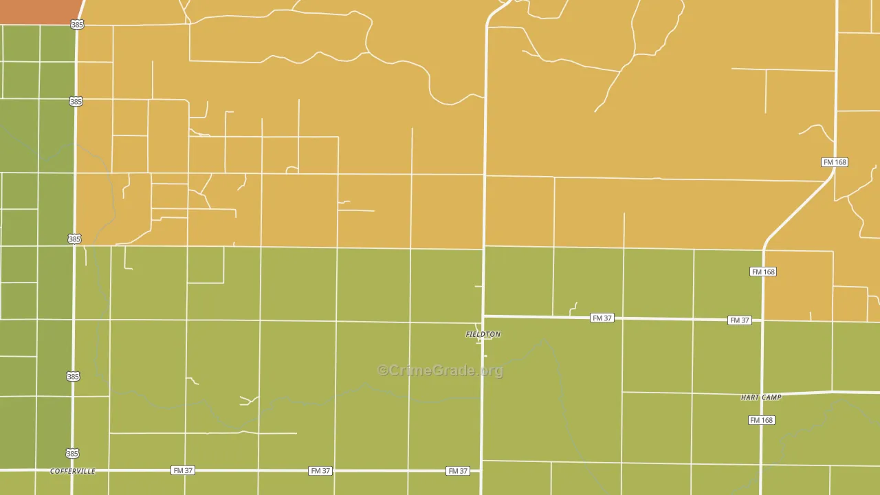 Fieldton, TX Map of Theft Rates