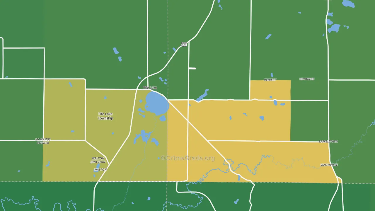 Fife Lake, MI Map of Theft Rates