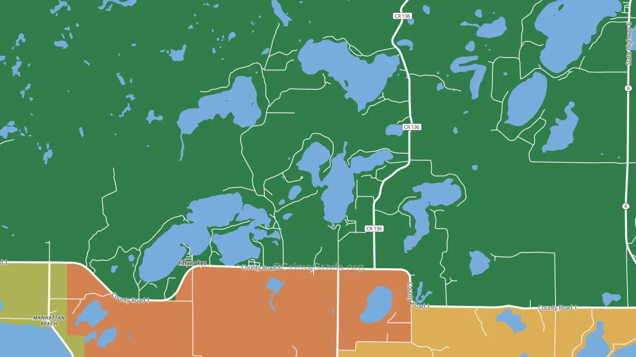 Fifty Lakes, MN Map of Theft Rates