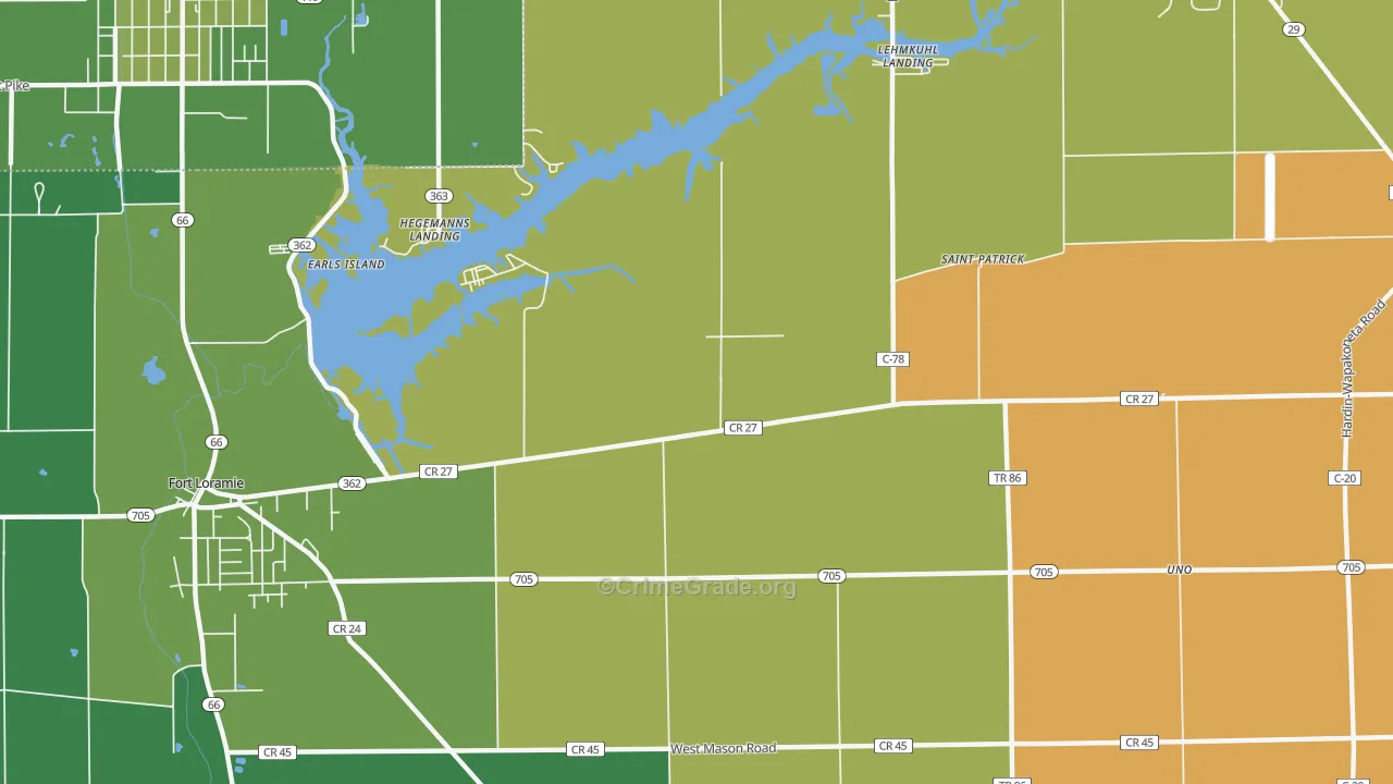 Filburns Island, OH Map of Theft Rates
