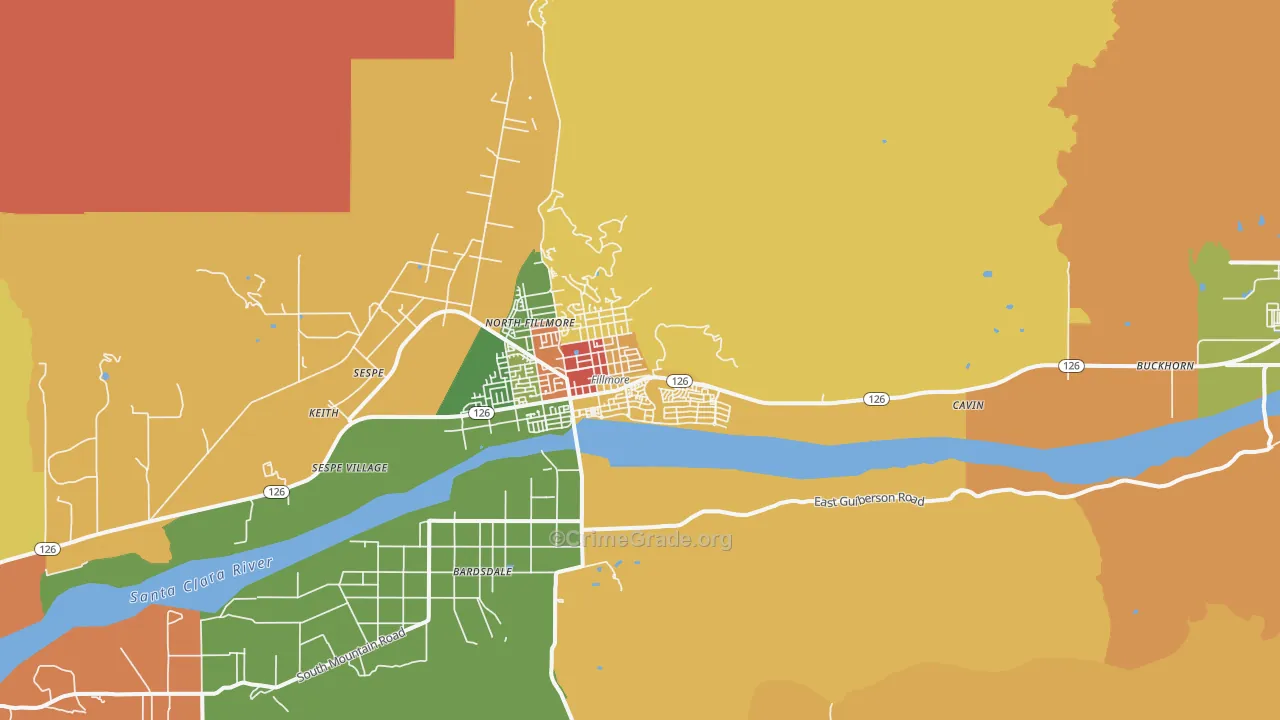 Fillmore, CA Map of Theft Rates
