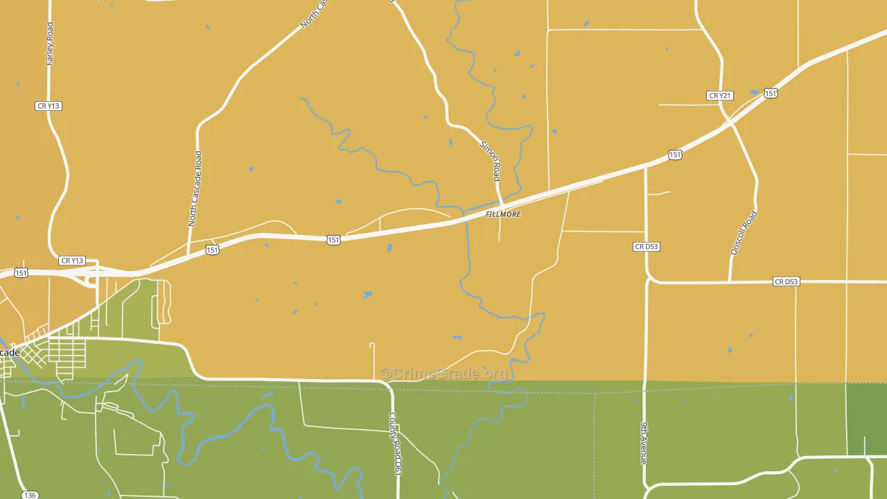 Fillmore, IA Map of Theft Rates